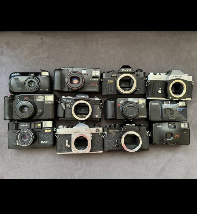 Canon, Konica, Mamiya, Minolta, Ricoh, Yashica SLR and compacts Analoge camera