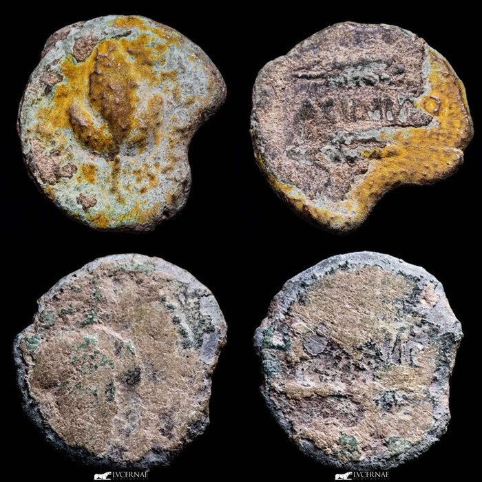 Hispanie, Acinipo. As Lot comprising two bronze coins  (Sans Prix de Réserve)