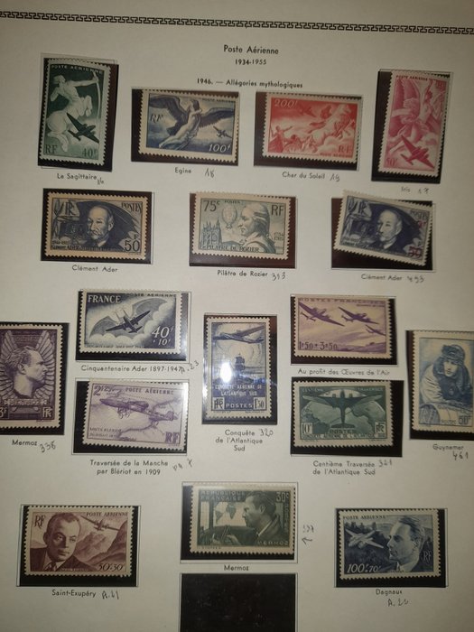 Frankreich 1937/1949 - Luftpost und normale Post Los mit 17 neuen **- und *-Briefmarken