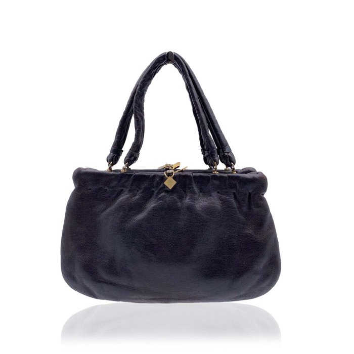 Fendi - Rare Vintage Dark Brown Nappa Leather Handbag Satchel - Handtasche