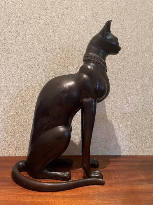 A. Tiot - 小塑像 - Mau kat - 銅（銀）, 銅（鍍金）