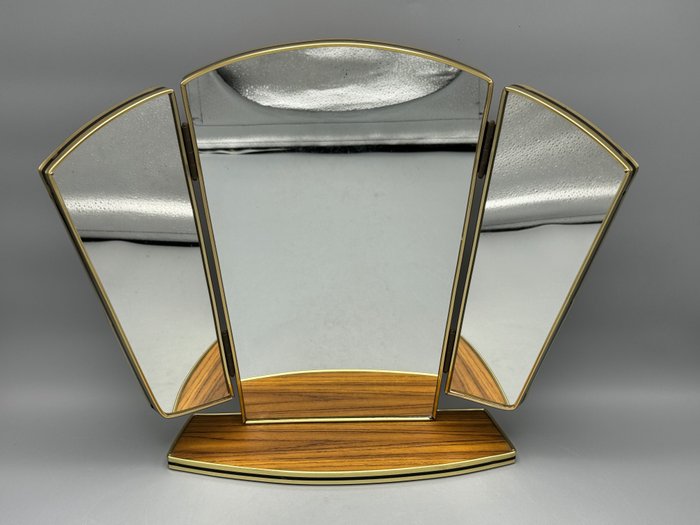 vintage drieluik spiegel - 桌用镜子  - 木