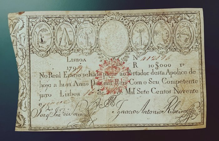 Portugal. - 10.000 Reis 1828 (old date 1799) - Pick 41a  (Ingen mindstepris)