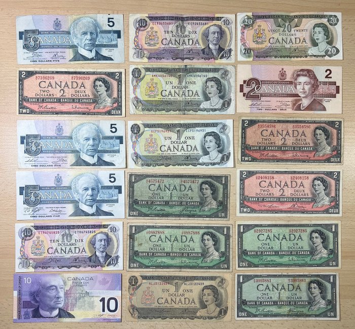 加拿大. - 18 Banknotes Varius Dates  (没有保留价)