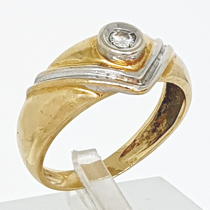 Δαχτυλίδι - 18 καράτια Κίτρινο χρυσό -  0.10 tw. Διαμάντι  (Φυσικό) 
