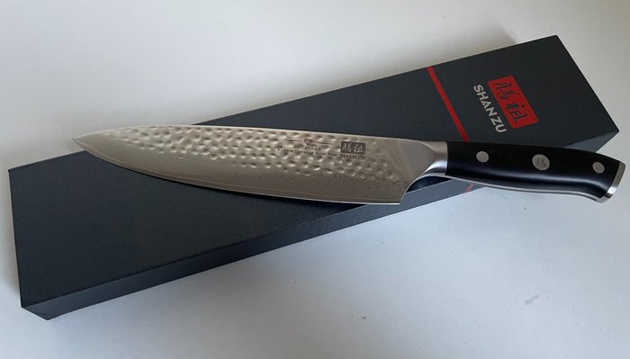 Shan Zu - 厨刀 - 专业大马士革厨师刀 - REAL Damascus 日本超钢 AUS-10（不锈钢） - Pakka 木 - 亚洲
