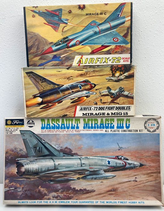 Airfix, Fujimi 1:50/1:72 - Oorlogsvliegtuig - Vintage Airfix Mirage IIIC, Mirage & MIG-15 and Fujimi Mirage IIIC