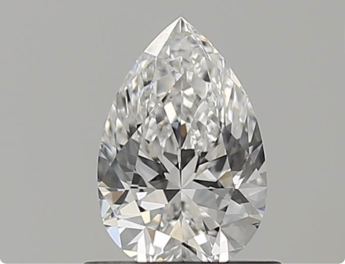 1 pcs 钻石 - 0.70 ct - 梨形 - D (无色) - 无瑕疵的, Ex Ex No Reserve