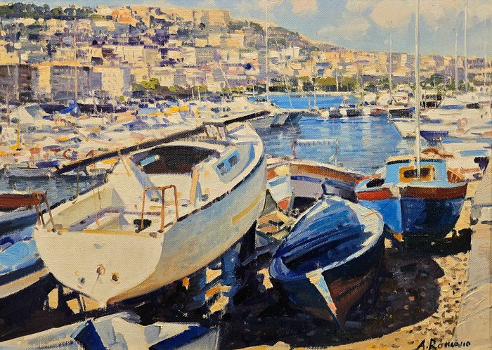 Armando Romano (1953) - Barche a Mergellina, Napoli