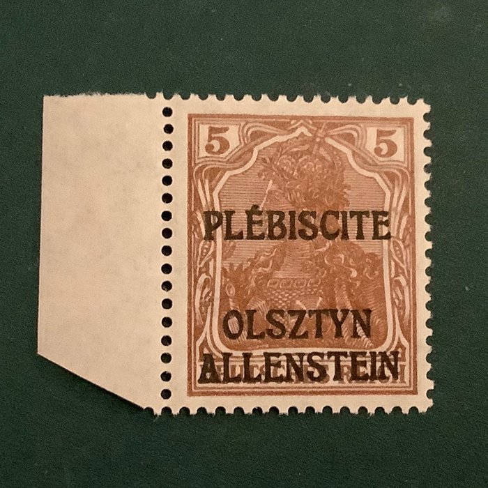 Impero tedesco 1920 - Allenstein: non emesso 5Pf Germania - francobollo 81 del foglio - Michel III