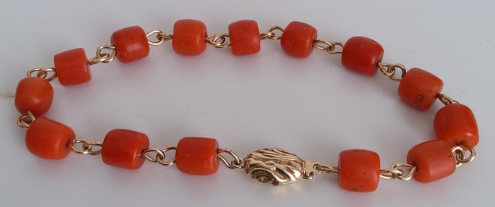 No Reserve Price - Bracelet - 14 kt. Yellow gold Coral 