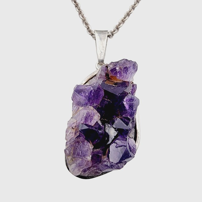 No Reserve Price - Necklace with pendant Silver Amethyst 