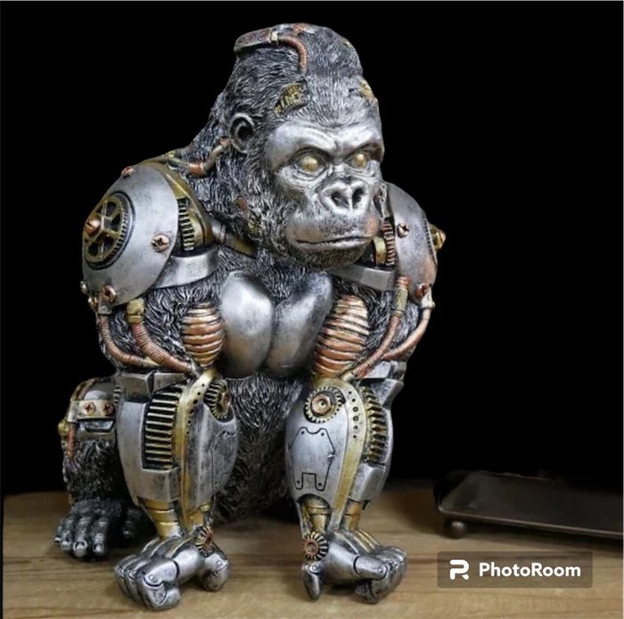 Skulptur, Escultura simio mecánico estilo steampunk - 22 cm - Harts