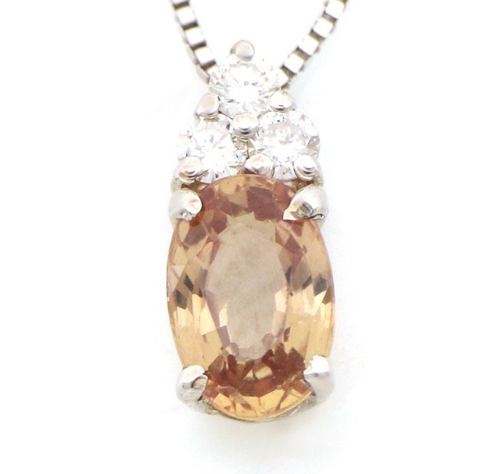 Zonder Minimumprijs - Halsketting - 18 karaat Witgoud, NIEUW -  0.25 tw. Saffier - Diamant 