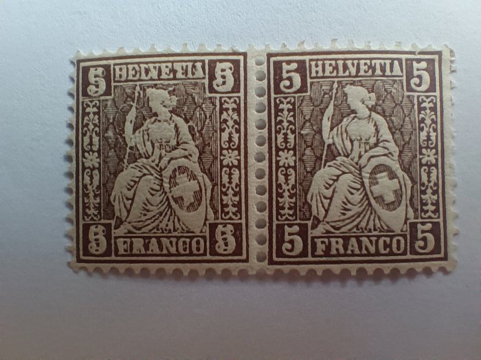 Suiza  - Helvetia sentada 5cts 1881 (defectos del tablero)