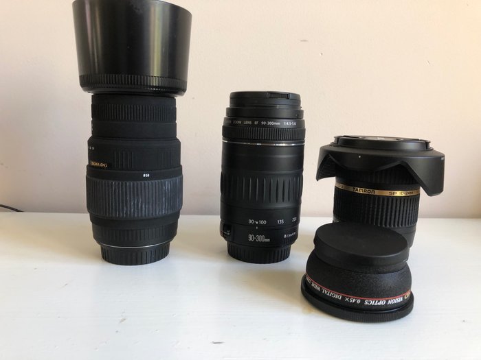 Canon EF 90-300mm 1:4.5-5.6 /  sigma 70–300 1:4-5.6  / tamron SP 10-24 mm 1:3.5-4.5 Digitale camera