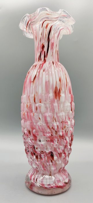 Legras (1839-1916), Clichy - 花瓶 -  新藝術風格花瓶莎拉花束架，色彩濃烈「玫瑰石英」 - 於 1889 年左右上市  - 吹製玻璃