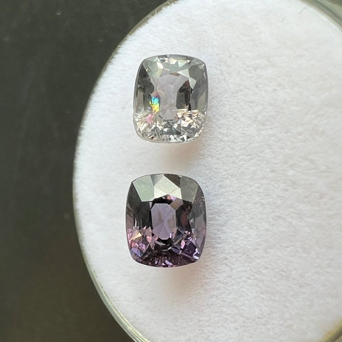 2 pcs 灰色, 紫色, 无底价对 尖晶石 - 2.28 ct