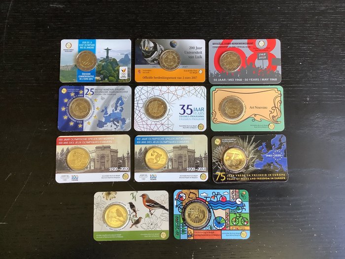 Belgia. Coin Card 2016/2023 (11 coincards)  (Ei pohjahintaa)