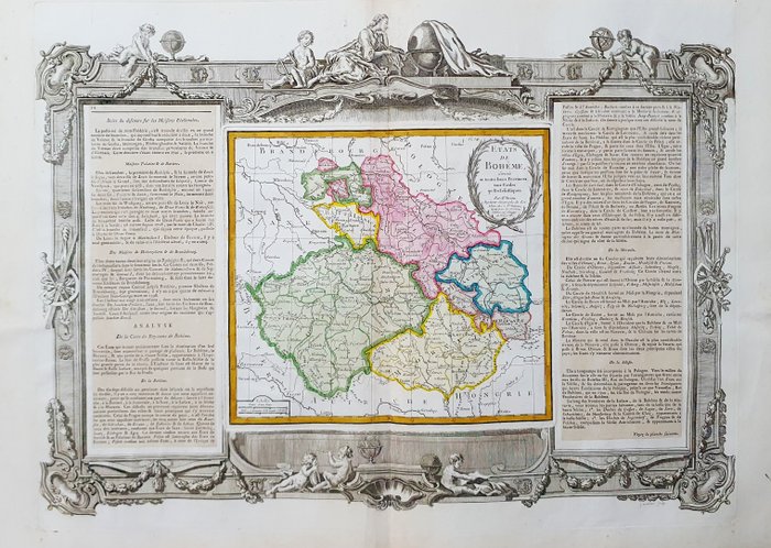 欧洲, 地图 - 波西米亚/捷克/布拉格/布尔诺/波兰/立陶宛/利贝雷茨; Louis Desnos / Louis Brion De La Tour - Etats de Boheme - 1761-1780