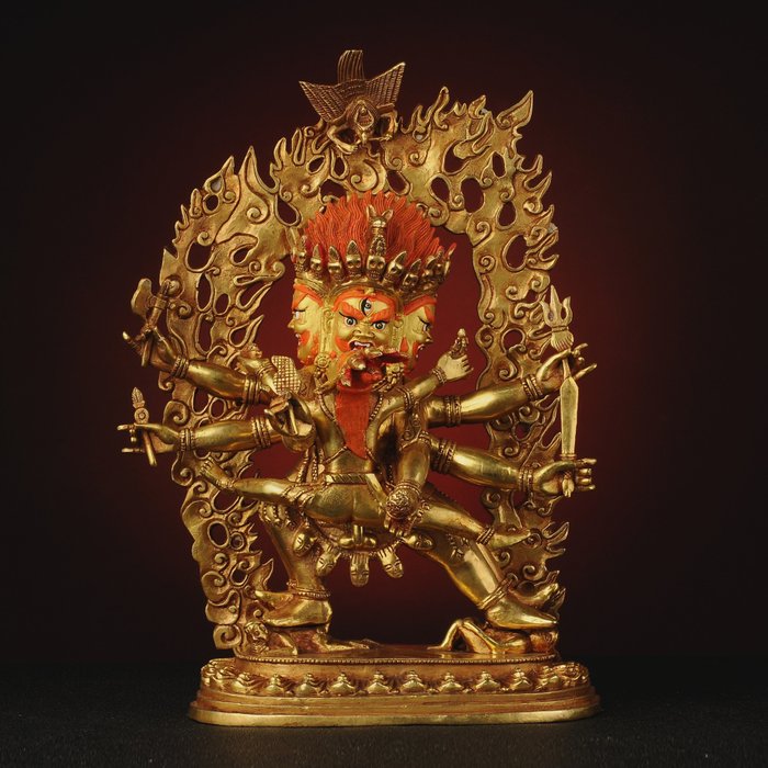 Objets bouddhiques - Grande statue de Bouddha, Roi Matou Ming, rare statue de Bouddha roi à tête de cheval, H30cm - Métal - 2020 et après