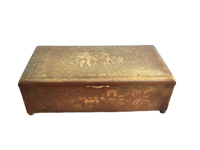 盒子 - 德国，大茶盒，“德国东方主义”风格，约 1900 年 - 木, 黄铜