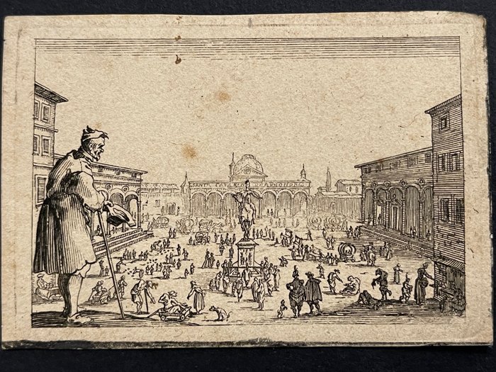 Jacques Callot (1592-1635) - Capricci, Piazza Santissima Annunziata a Firenze - primo stato