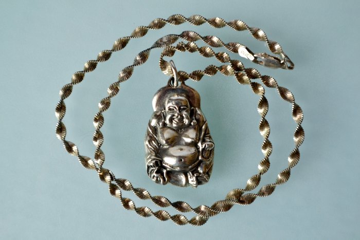 沒有保留價 - Buddha - 吊墜頸鏈 銀 