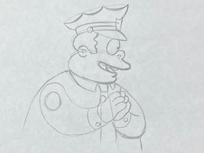 The Simpsons - 1 Dessin d'animation original de Clancy Wiggum (chef Wiggum)