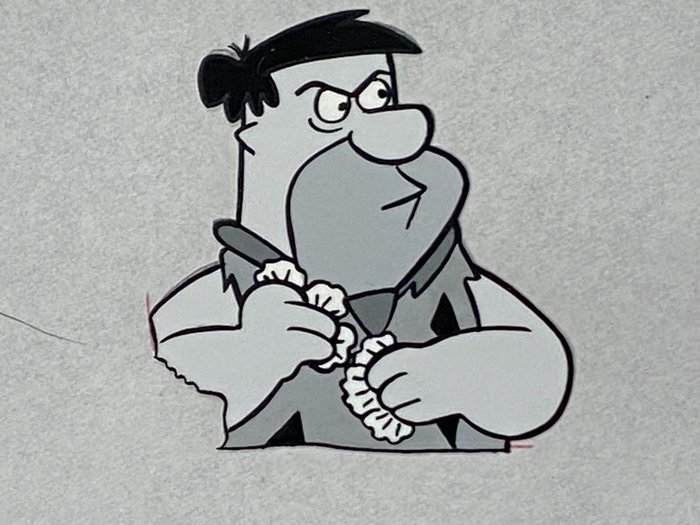 The Flintstones - 2 Celulă de animație originală și desenul lui Fred Flintstone