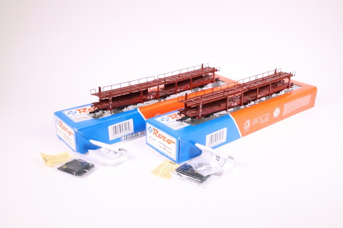 Roco H0轨 - 47127 - 模型火车货运车厢 (2) - 两台 Lacs 型双车运输车 - NS