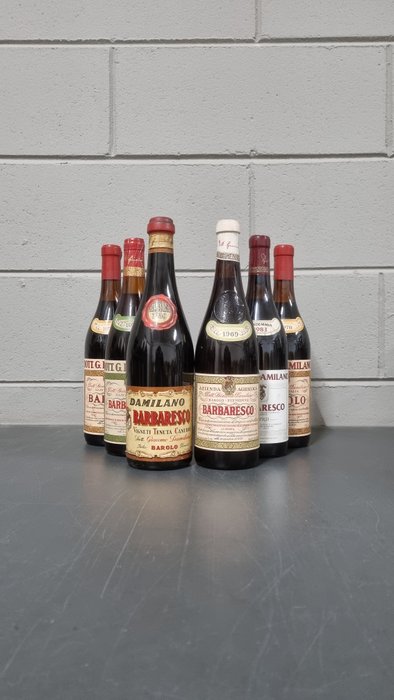 1950 Ris., 1969, 1975, 1983 Barbaresco & 1978 x2 Barolo Damilano - Piemont - 6 Flaschen (0,75 l)