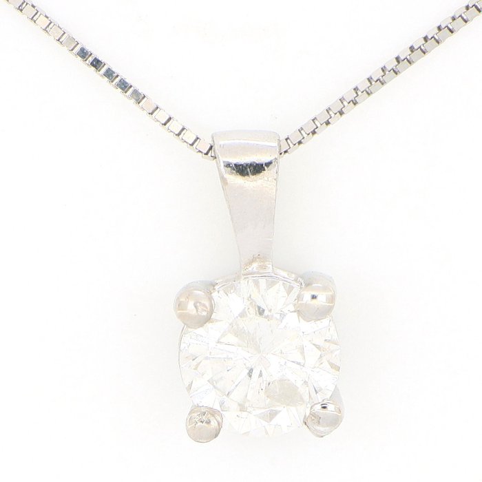 Ohne Mindestpreis - Halskette - 18 kt Weißgold, NEU -  0.40 tw. Diamant  (Natürlich) 