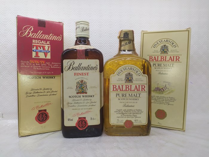 Ballantine's Finest + Balblair 5 years old  - b. 1980-luku, 1990-luku - 70cl - 2 pullojen