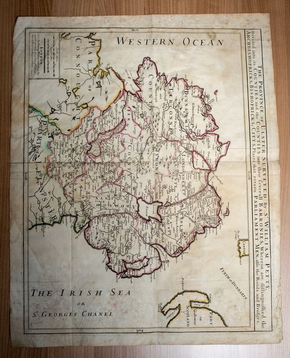 Europa, Kaart - Ierland / Ulster; William Petty - The Province of Ulster Surveyed by Sir William Petty - 1681-1700