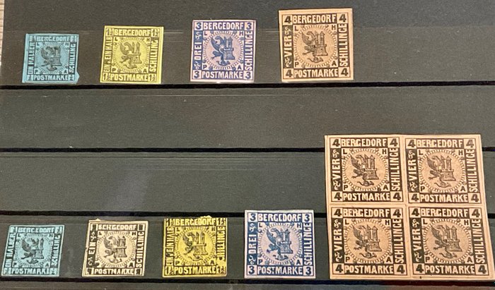 Bergedorf 1861 - Hiteles bélyegzők Dr. Mozek - Michel Spezial 2022 / aus Mi. Nr. 1, 3, 4, 5