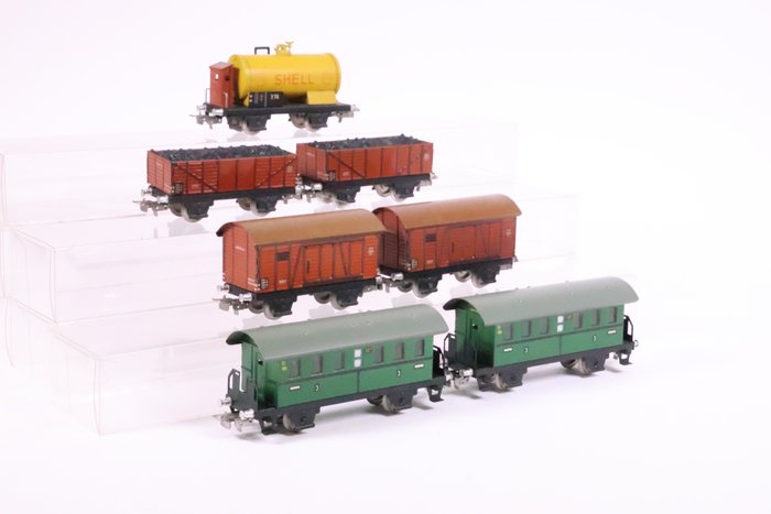 Märklin H0 - Uit set 0050 - Model wagonu towarowego (7) - Siedem replik wagonów towarowych
