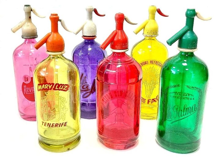 Üveg - Hat vintage színű szifon