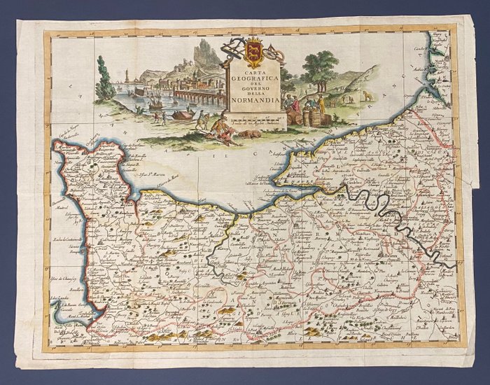歐洲, 地圖 - 法國; Thomas Salmon - Carta Geografica del Governo della Normandia - 1751-1760