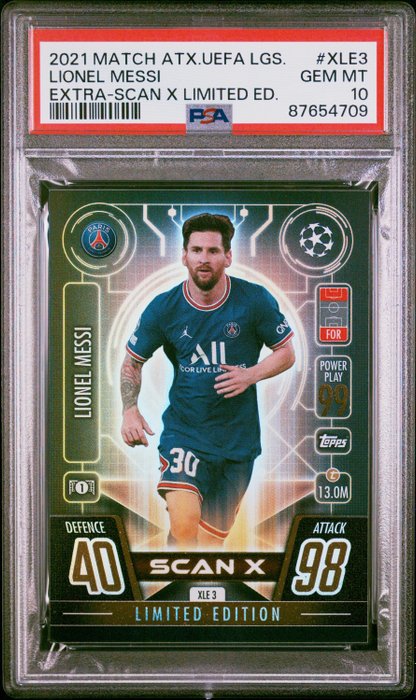 Topps - 1 Graded card - 2021-2022 MATCH ATTAX Uefa Leagues Extra Scan X Limited edition - #xle3 Lionel Messi - PSA 10