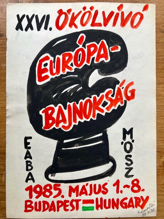 Gesztődi - 5 pieces  1982 poster maquettes - Boxing World Championship - Budapest - Hungary - vasarely like - década de 1980
