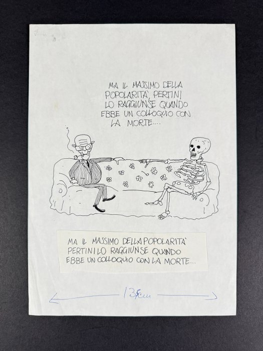 Perini, Roberto - 1 Original drawing - Il Male - Pertini e la Morte - 1978