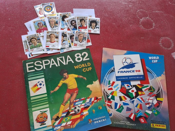 Panini - World Cup Espańa 82 + France 98 - 32 removed stickers + 2 Incomplete Album