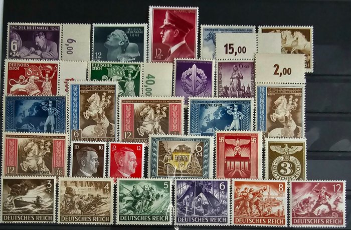 Empire allemand 1942/1945 - Les cent derniers timbres du Troisième Reich, neufs sans charnière, collection complète - Michel MiNr 811 bis 910