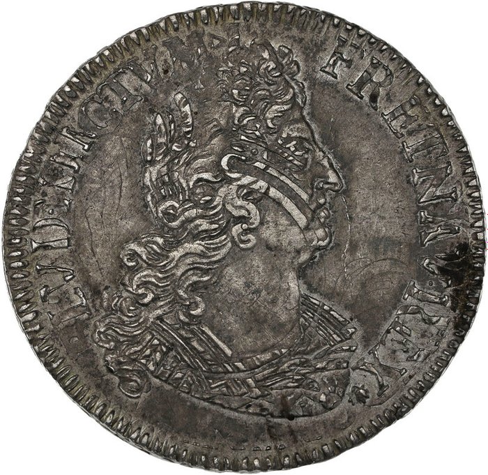 França. Luís XIV (1643-1715). 1/2 Écu 1702-A, Paris