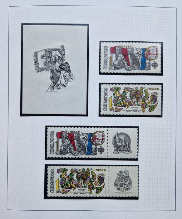 Tjekkoslovakiet  - Smuk samling inkl. blokke, små buer + sorte print (!) med forklaring af varighed - Michel