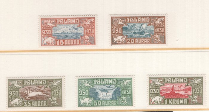 冰島 1930 - 奧爾廷航空郵件 - 豪華全新全新郵票 - Michel 142/146