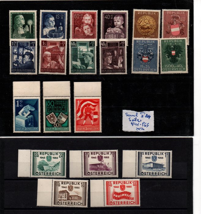 Østrig 1948/1950 - Topsætninger fra den anden republik se scanning, finfint aldrig hængslet - Katalognummer 941-997