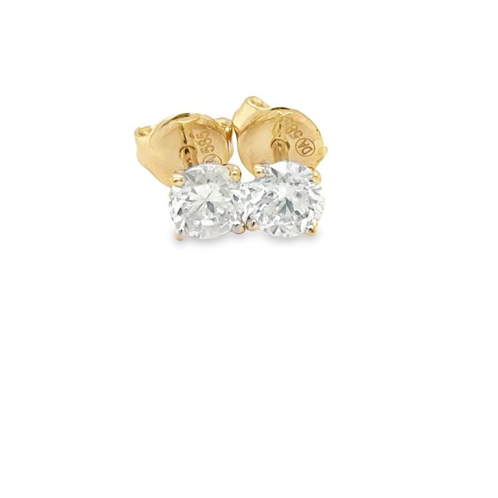 No Reserve Price - Earrings - 14 kt. Yellow gold -  0.86 tw. Diamond  (Natural) 