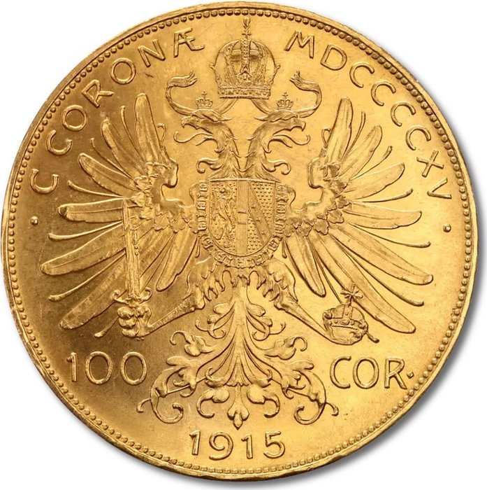 Österrike. Franz Joseph I. Emperor of Austria (1850-1866). 100 Corona 1915